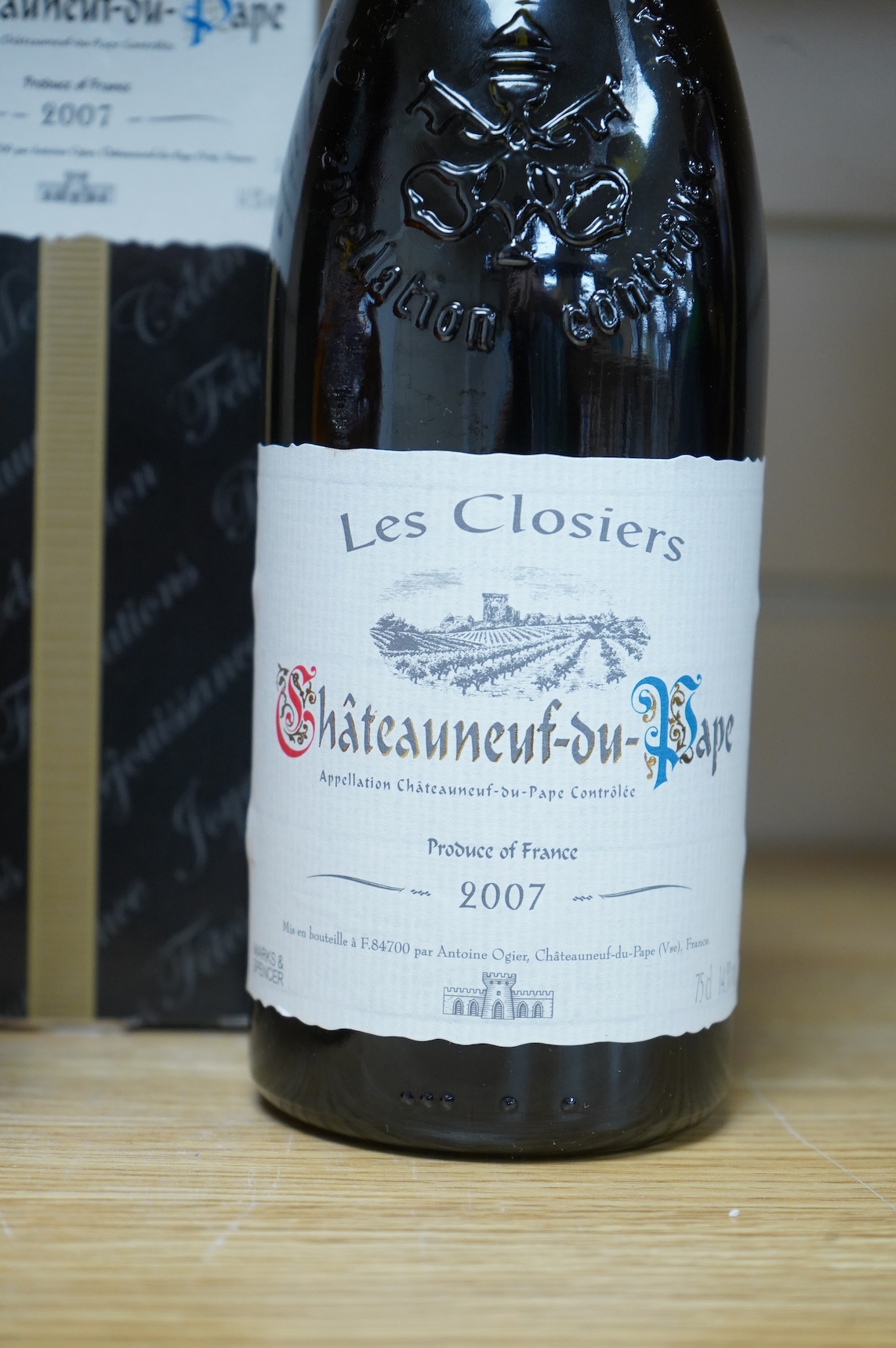 Three bottles of wine and spirits to include Chateauneuf De Pape, 2007 and Chivas Regal scotch whisky
